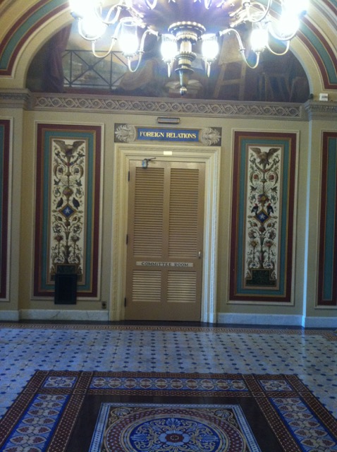 Photo of the foreign affairs room door